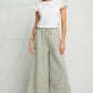 Faded Olive Mineral Washed Wide Leg Pants