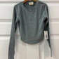 Kids Rayon Ribbed Curved Hem Top