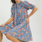 Denim Color Floral Dress