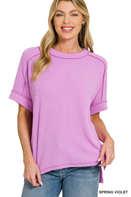 Ribbed Round Neck Top