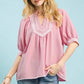 Textured Jacquard Contrast Trim Top