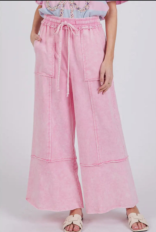 Pink Mineral Washed Knit Pants