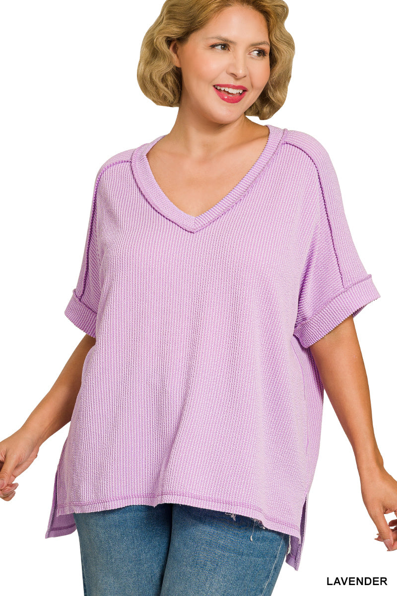 Ribbed V-neck Top