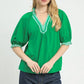 Green French Terry Collard Top
