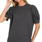 Ribbed Puff Sleeve Top