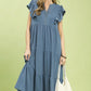 Ruffle Sleeve Tiered Midi Dress