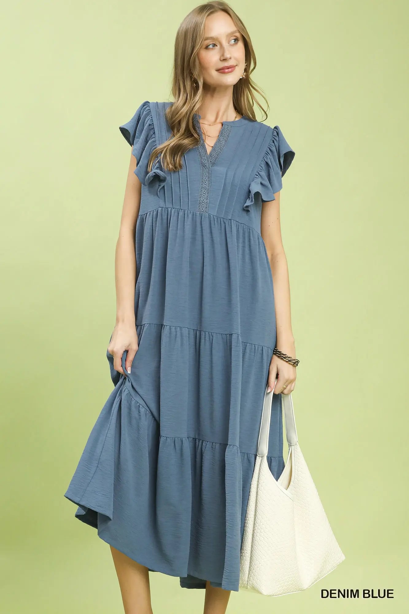 Ruffle Sleeve Tiered Midi Dress