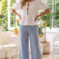 Gingham Casual Ruffled Hem 100%Cotton Cropped Pants