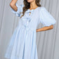 Bow Tie Front Striped Baby Doll Mini Dress VD82683