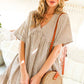 V-Neck Striped 100% Cotton Tiered Woven Dress VD81038