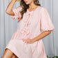 Bow Tie Front Striped Baby Doll Mini Dress VD82683