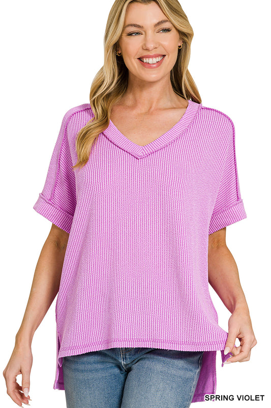 Ribbed V-neck Top