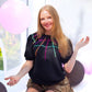 Spider Web on Puff Sleeve Tee, Black