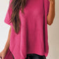 Gray Short Sleeve Side Slit Oversized Sweater