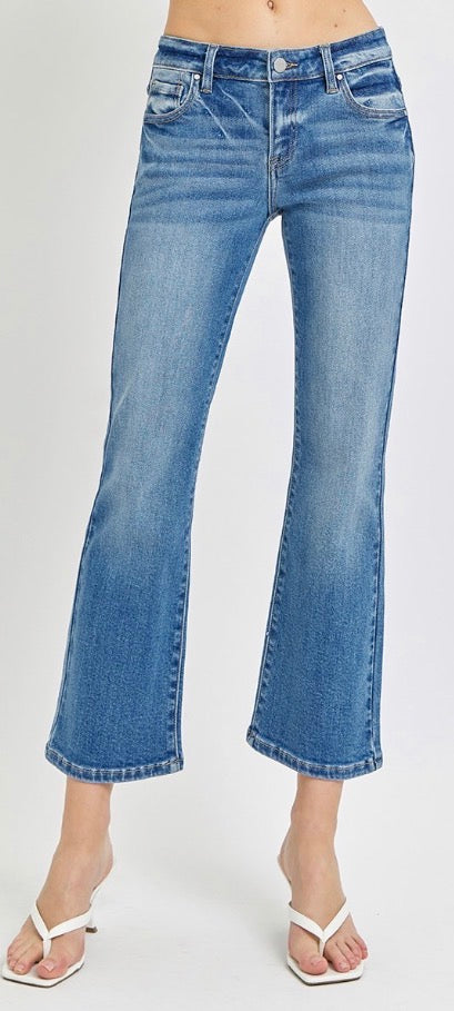 Medium Wash Low Rise Crop Jean