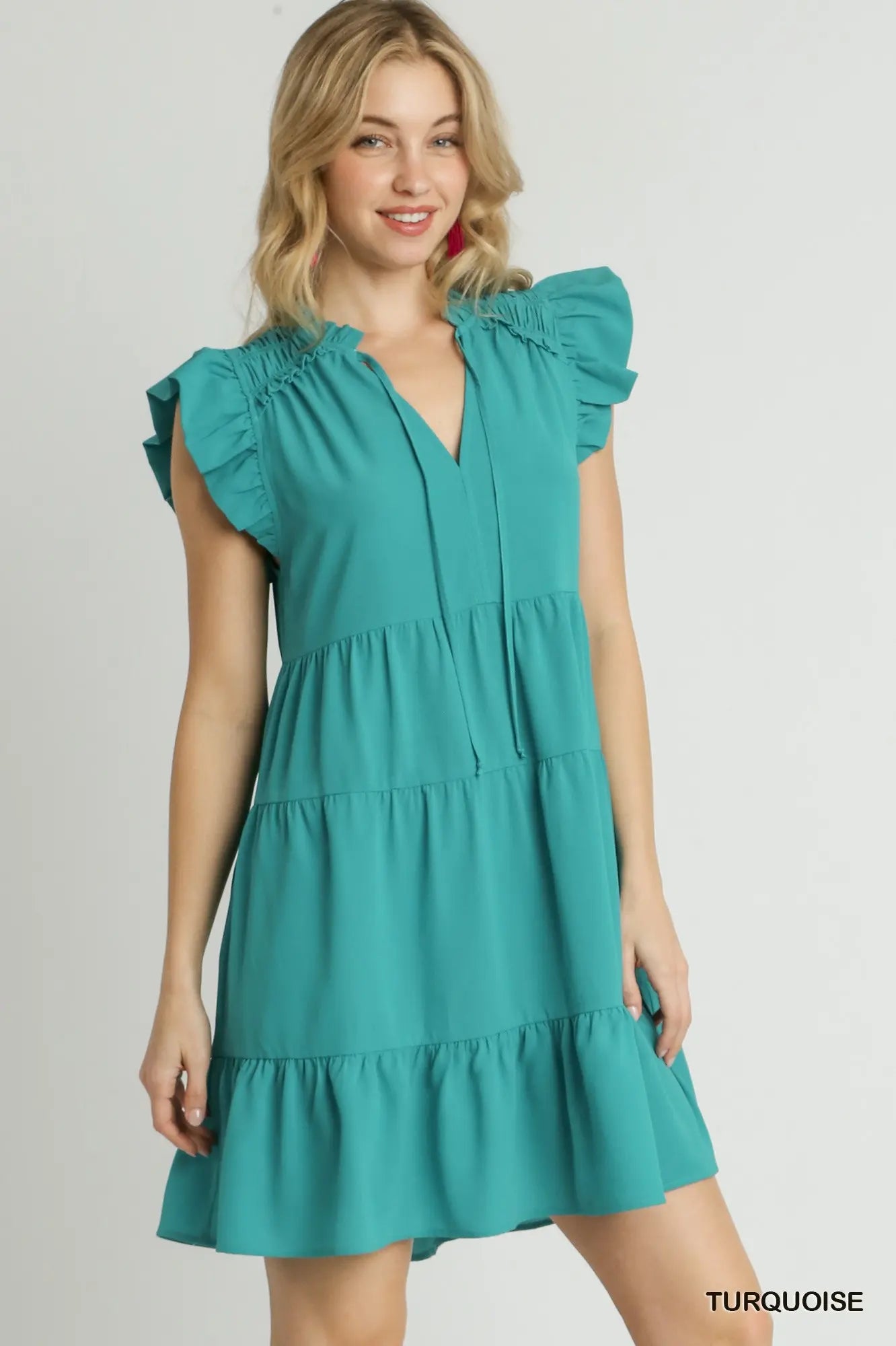 Flutter Sleeve Tiered Dress