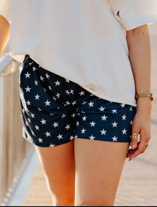 Navy Blue & White Star Shorts