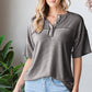 SHORT SLEEVE 2 TONE URBAN RIB BUTTON UP TOP