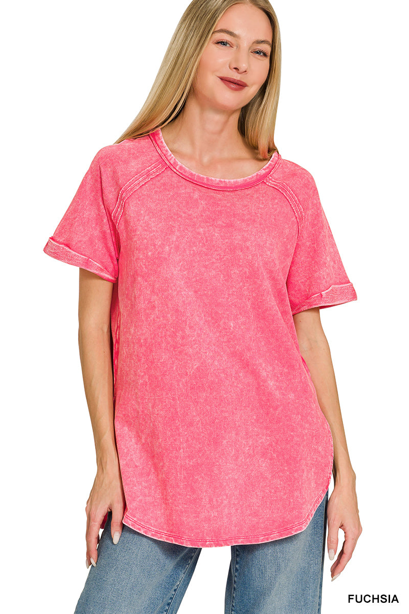 Acid Wash Short Sleeve Top