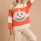 Pumpkin Appliqué Color Block Pullover