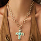 Turquoise & Gold Cross Necklace