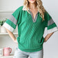 BASIC COLLAR URBAN RIBBED CONTRAST TOP