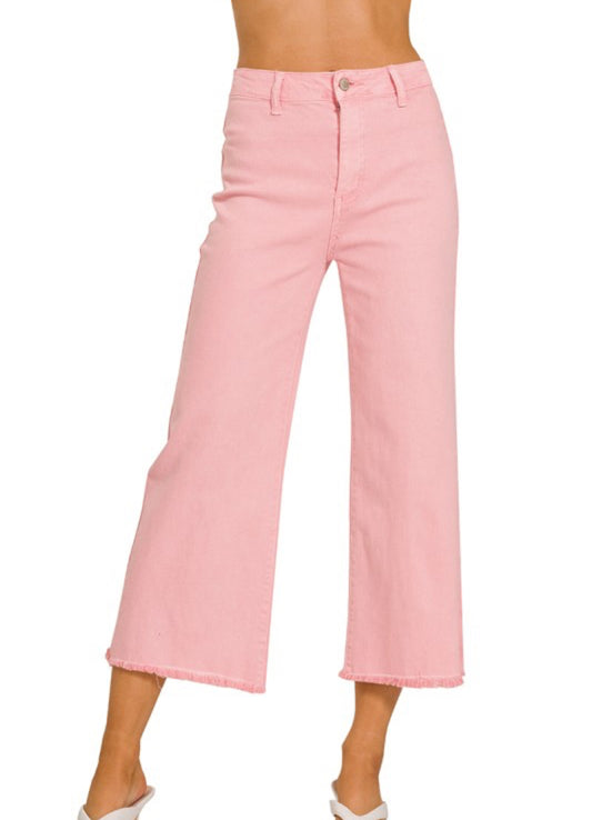 Raw Hem Wide Leg Jeans