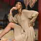 Drawstring Cuff Knit Babydoll Dress LD0804