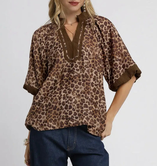 V-Neck Leopard Top