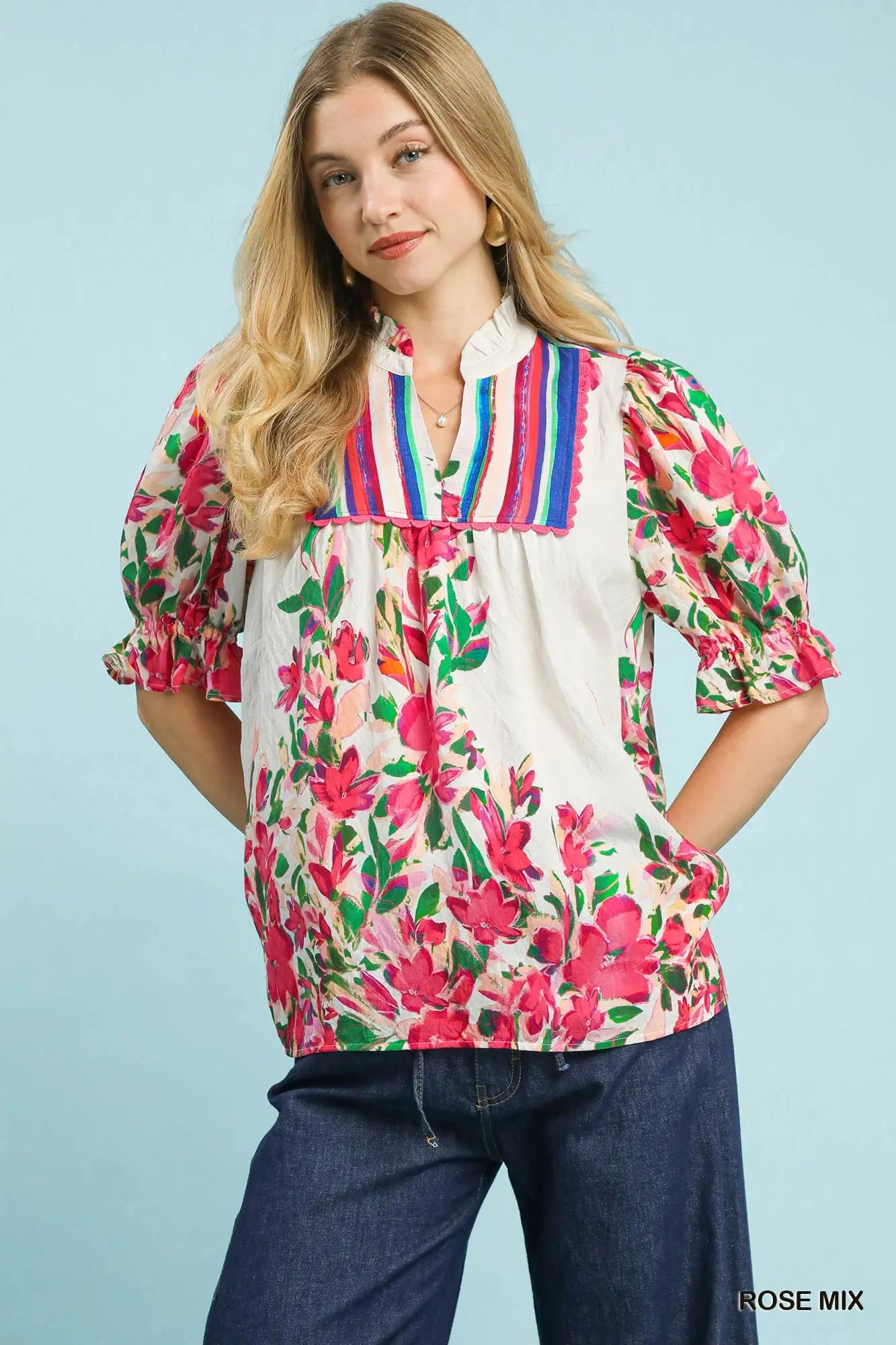 Pink Floral Babydoll Top