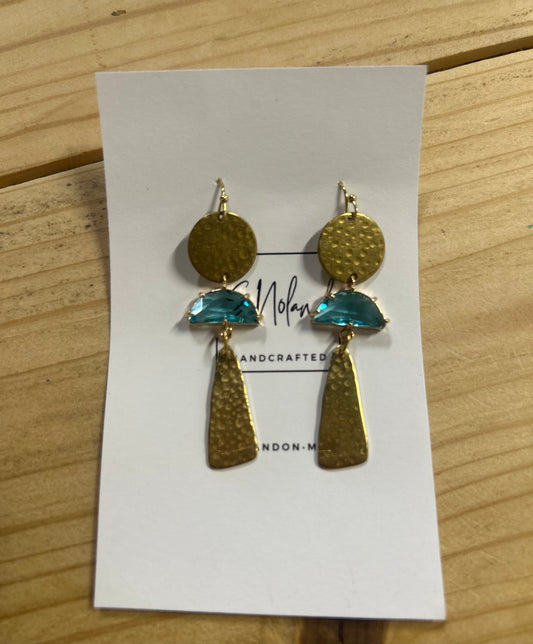 Baby Blue and Gold Earrings