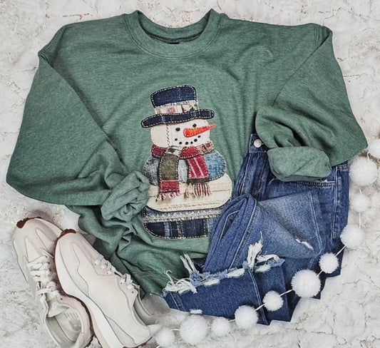 Patchwork Snowman Sweatshirt