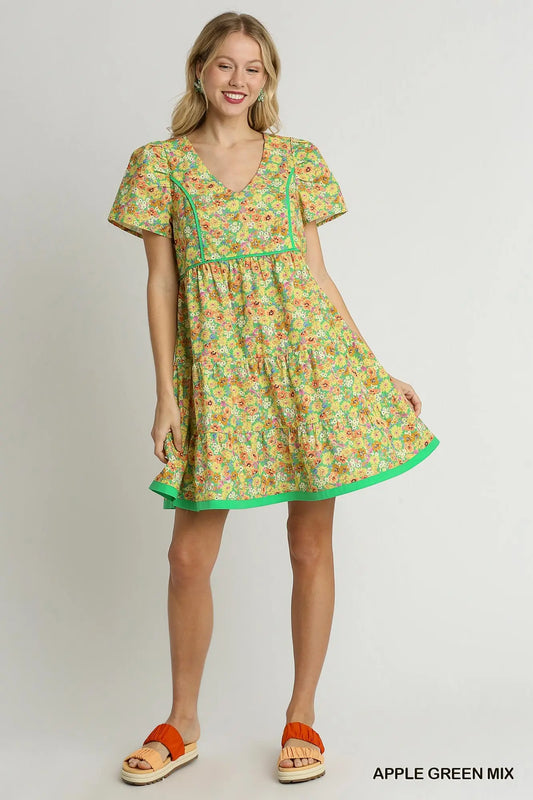 Apple Green Floral Dress