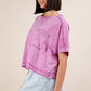 NT11429-Mineral Washed Oversized Crop Comfy Knit Top