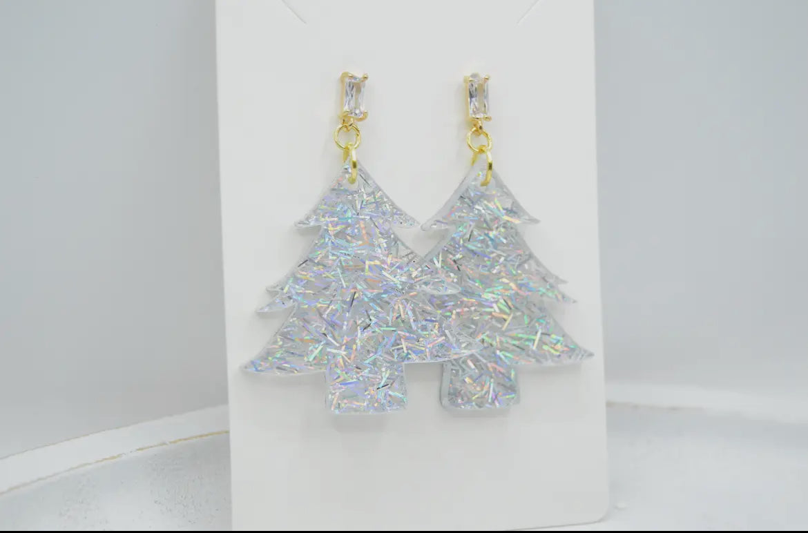 Glitter Tree Earrings