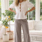 Gingham Casual Ruffled Hem 100%Cotton Cropped Pants