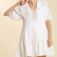 White Collar Design Dress