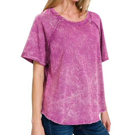 Plum Acid Wash Top