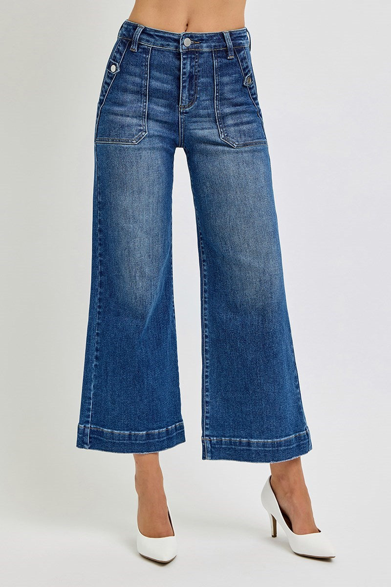 Dark High Rise Front Pocket Jeans
