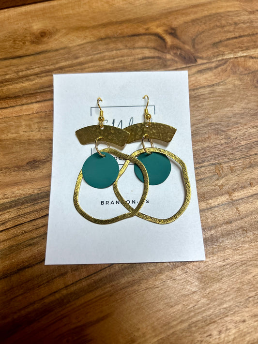 Green and Gold Earrings