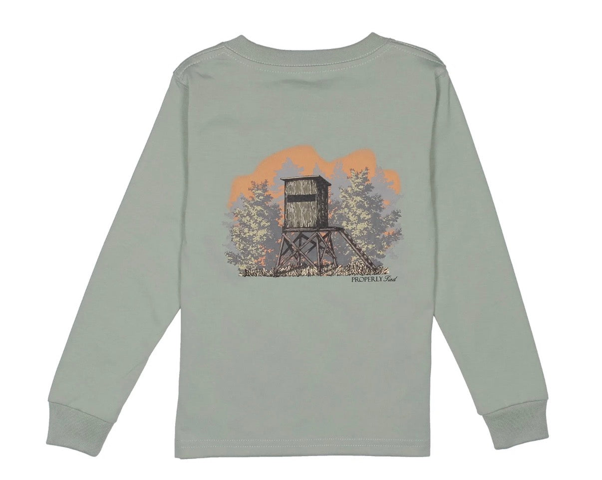Boys Mossy Oak Deer Stand Sage Long Sleeve Tee