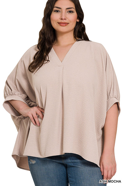 Woven Half Sleeve Airflow Top