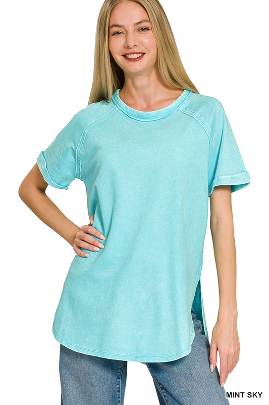 Acid Wash Short Sleeve Top