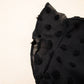 Navy Blue Dotty Textured Notched Neck Plus Ruffled Dress