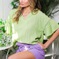 Collared V-Shape Trim Detail Ruffled Blouse VT81459-