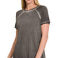 Acid Washed Round Neck Top