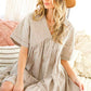 V-Neck Striped 100% Cotton Tiered Woven Dress VD81038