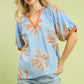Embroidered V-Neck Top