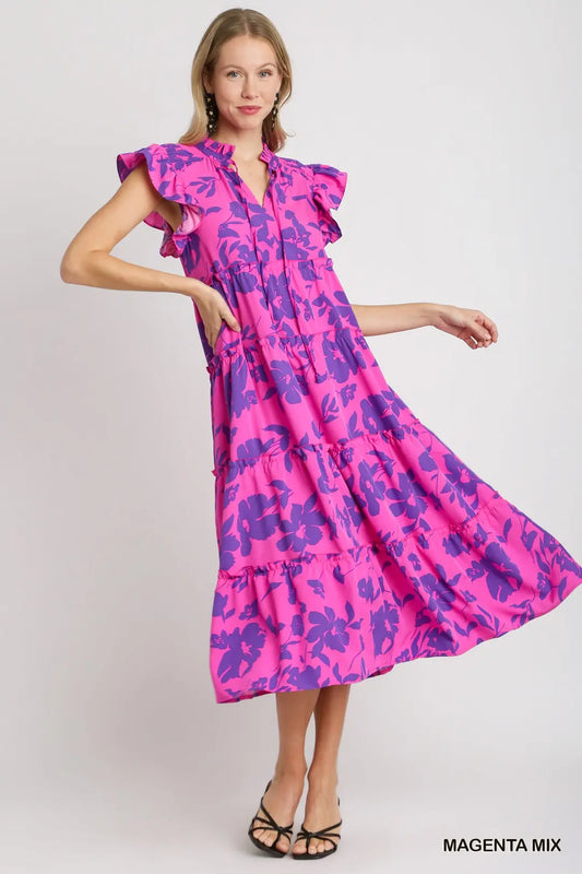 Magenta Floral Dress