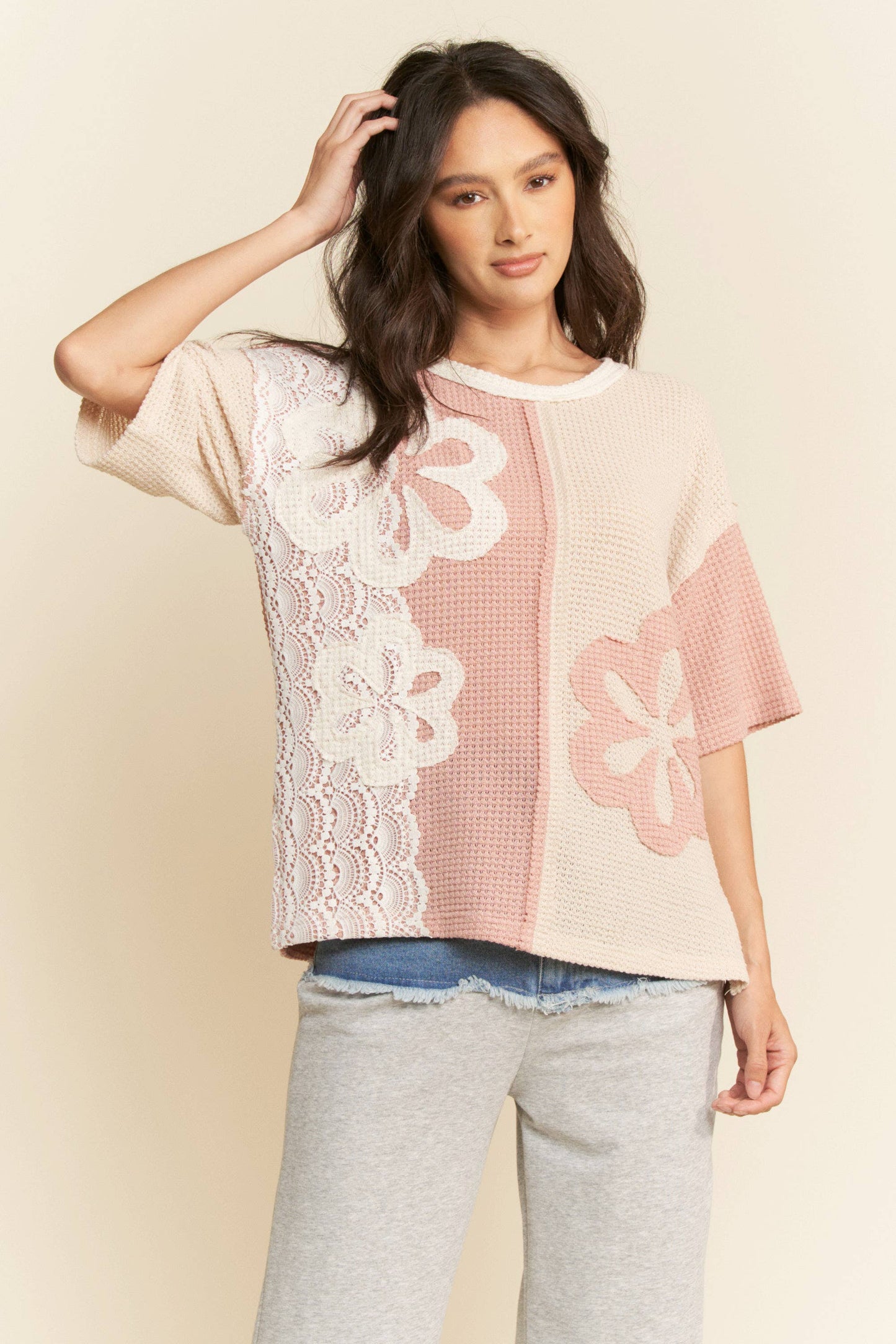 PLUS CASUAL PULLOVER SHORT SLEEVE KNIT TOP